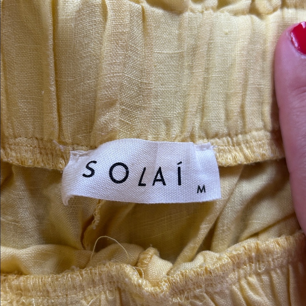 Yellow Ruffle Waist Shorts - Picture 2 of 3